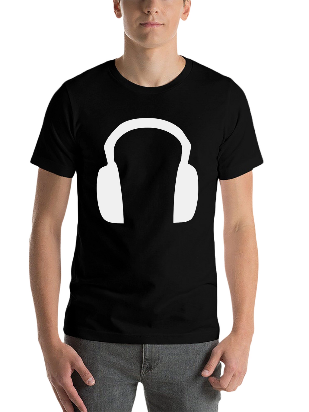 Headphone Graphic Tee - Black Cotton T-Shirt