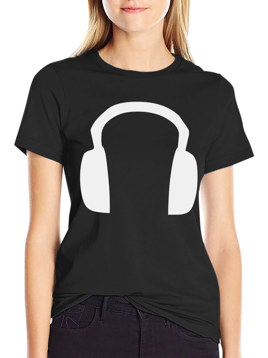 Headphone Graphic Tee - Black Cotton T-Shirt