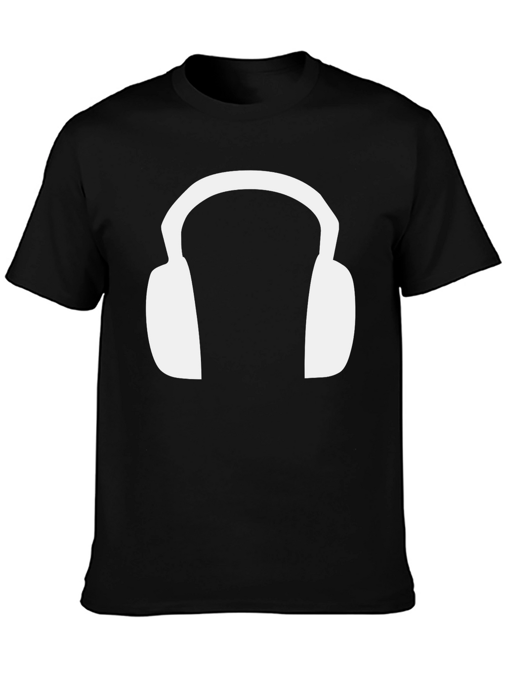 Headphone Graphic Tee - Black Cotton T-Shirt