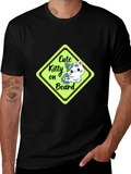 Cute Kitty On Board Black T-Shirt