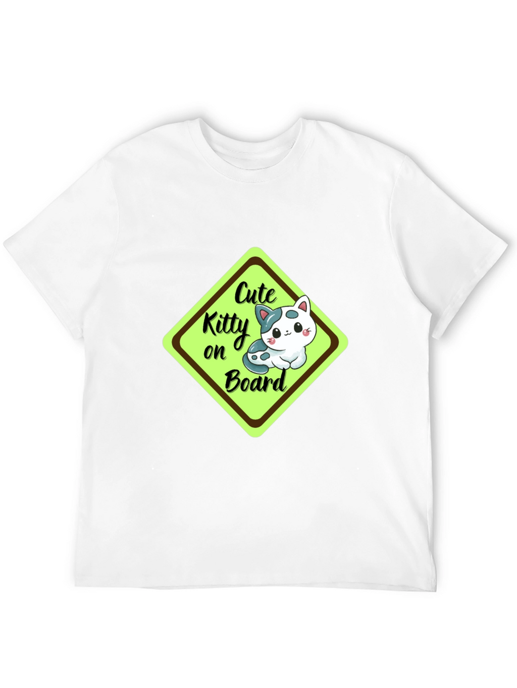 Cute Kitty On Board Black T-Shirt