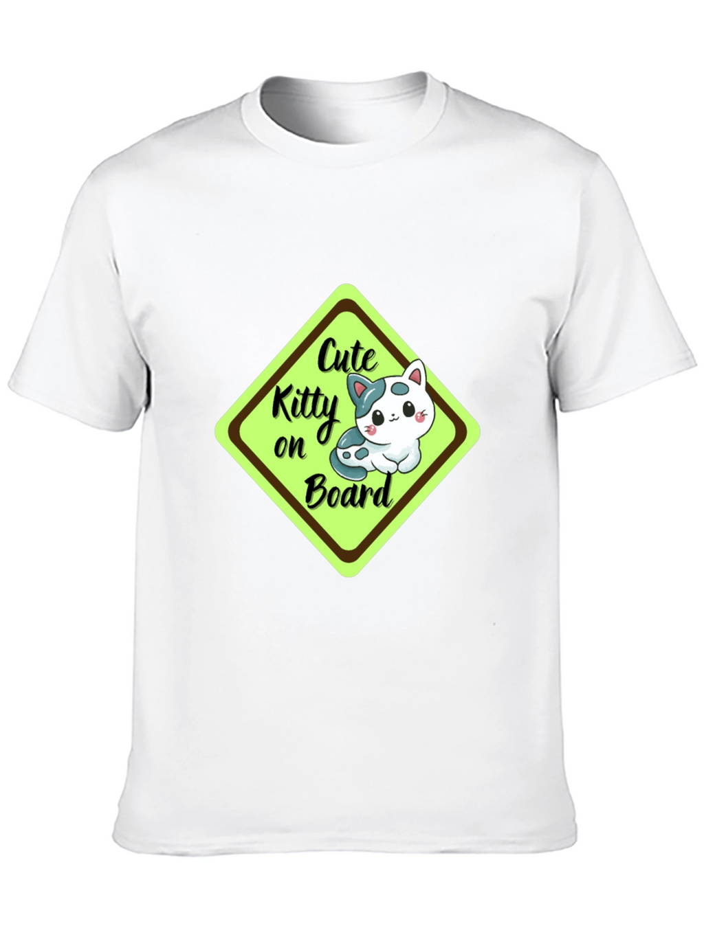Cute Kitty On Board Black T-Shirt