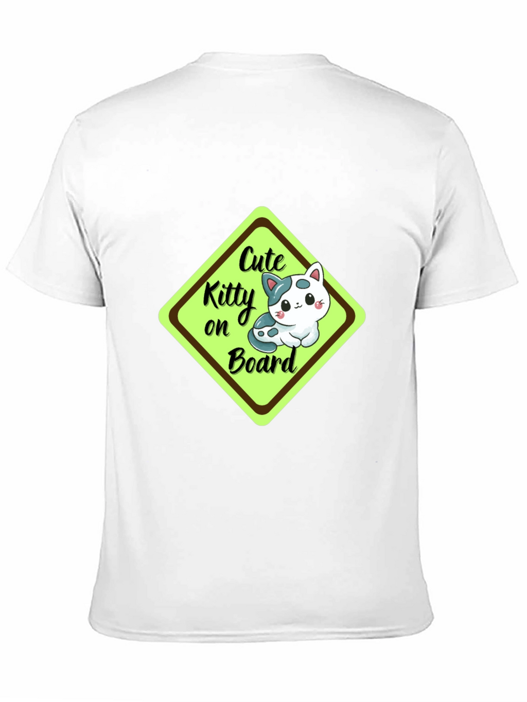 Cute Kitty On Board Black T-Shirt