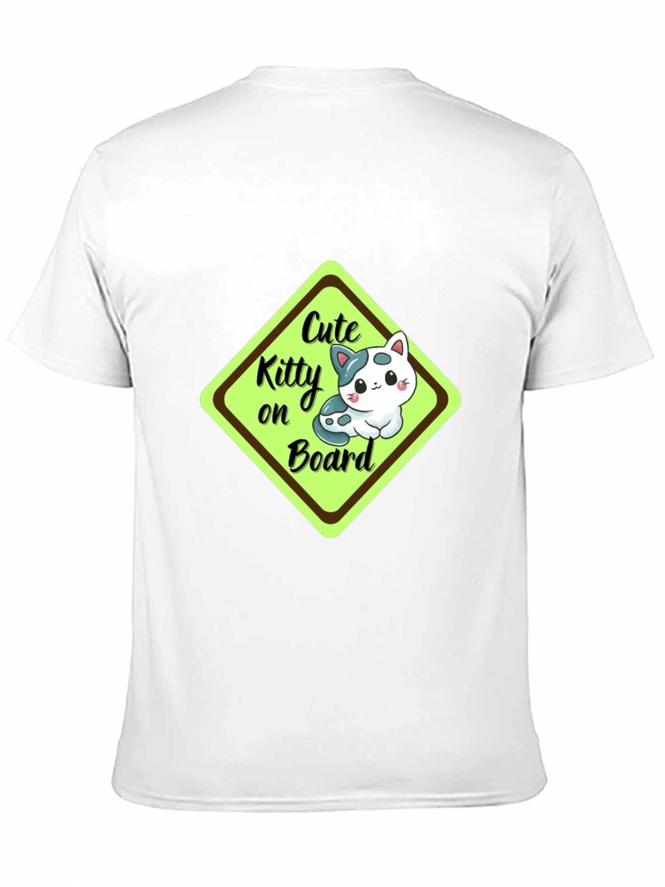 Cute Kitty On Board Black T-Shirt