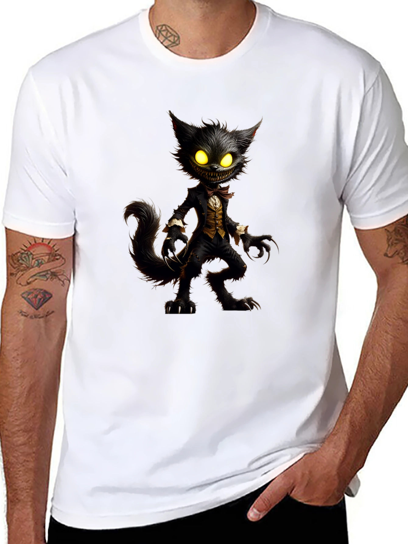 Creepy Cat T-Shirt - Unique Graphic Tee