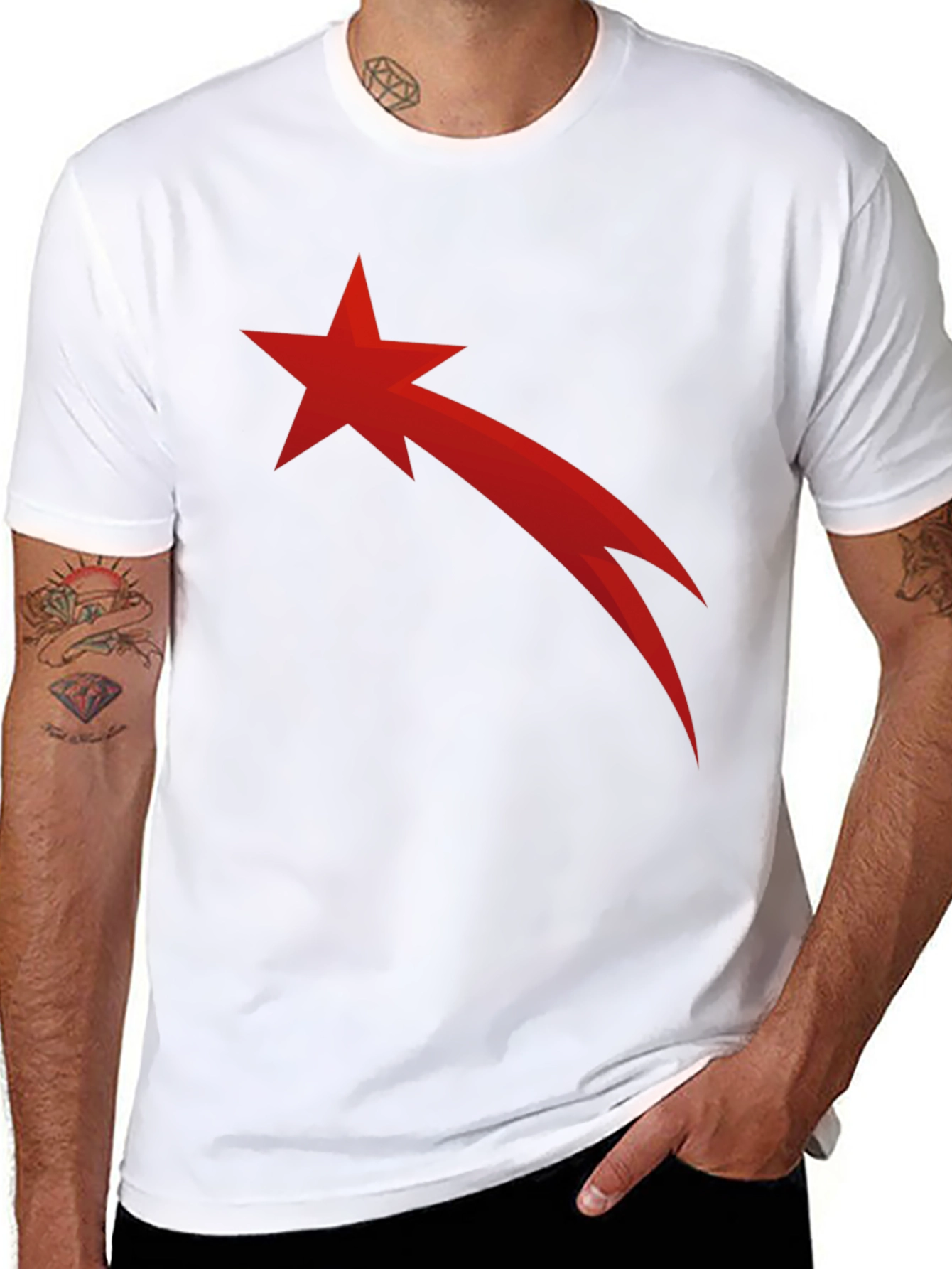 Red Comet Star Black T-Shirt