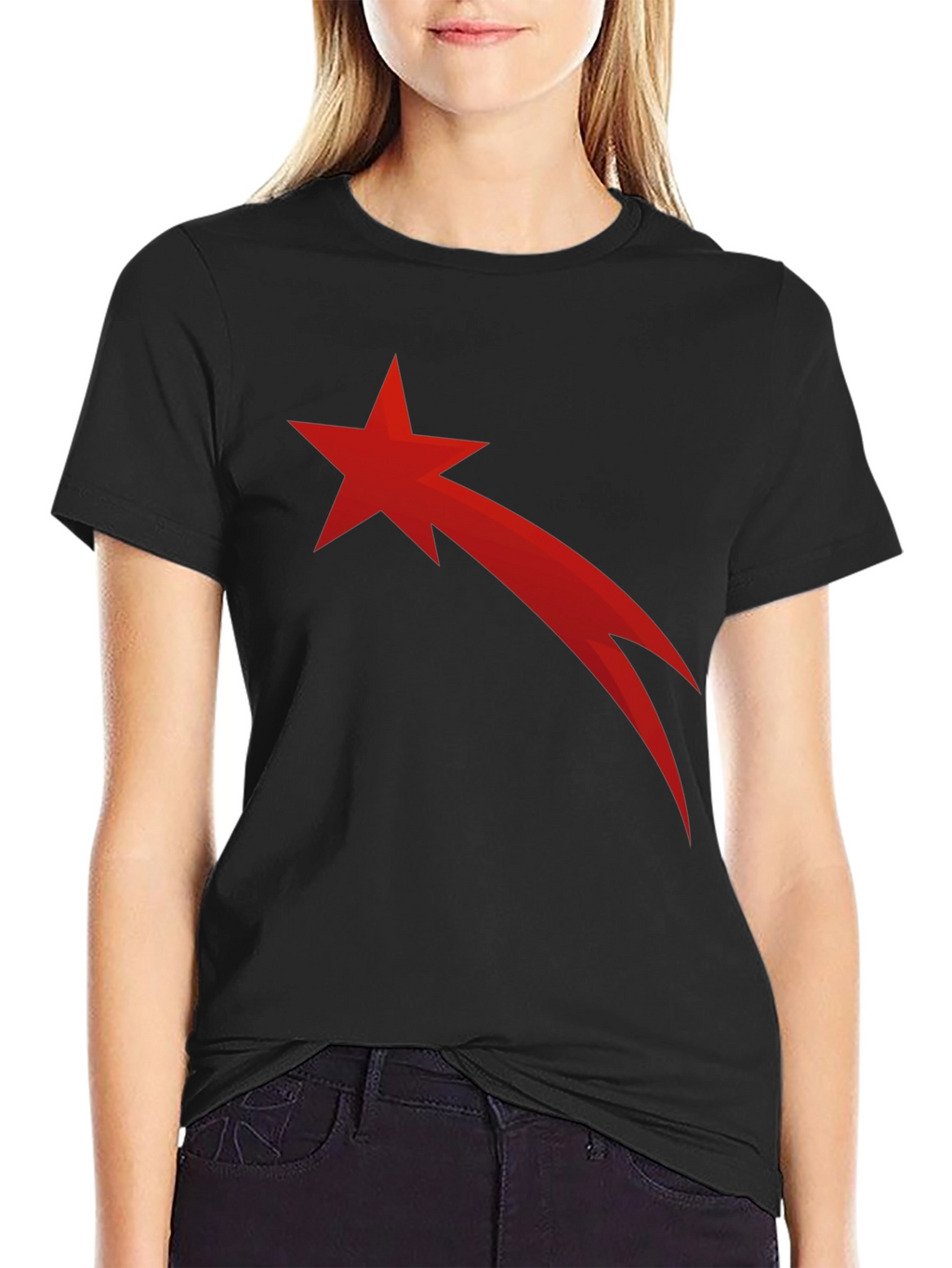 Red Comet Star Black T-Shirt