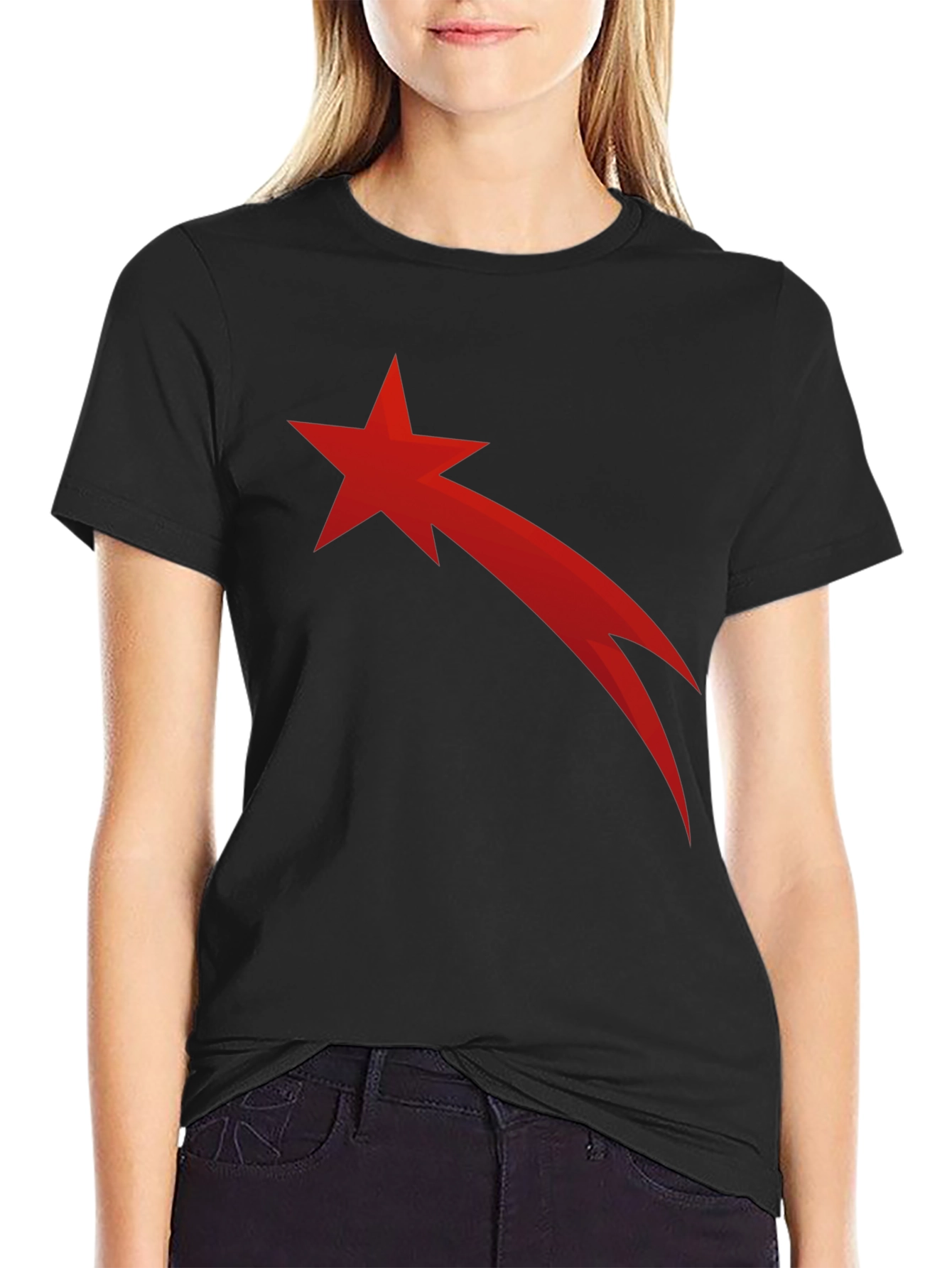 Red Comet Star Black T-Shirt