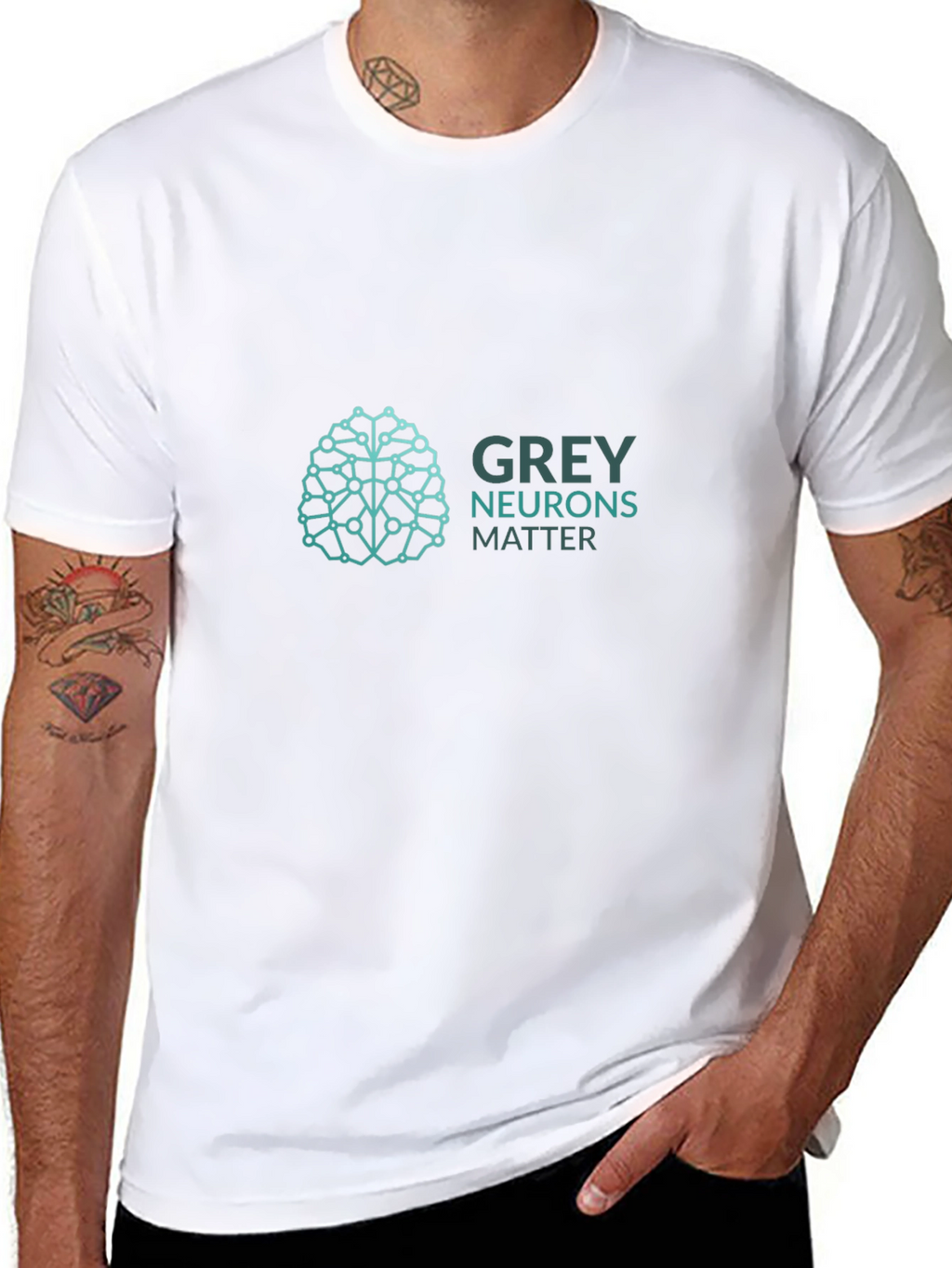 Grey Neurons Matter Graphic T-Shirt - Black