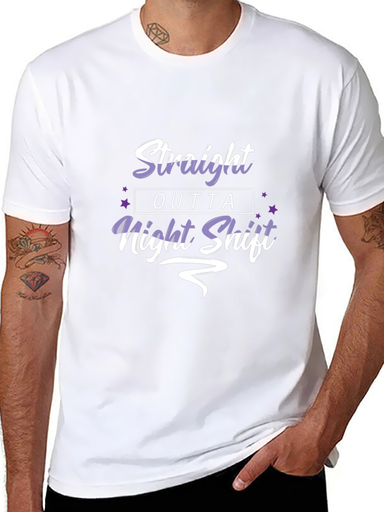 Straight Outta Night Shift Black Graphic Tee