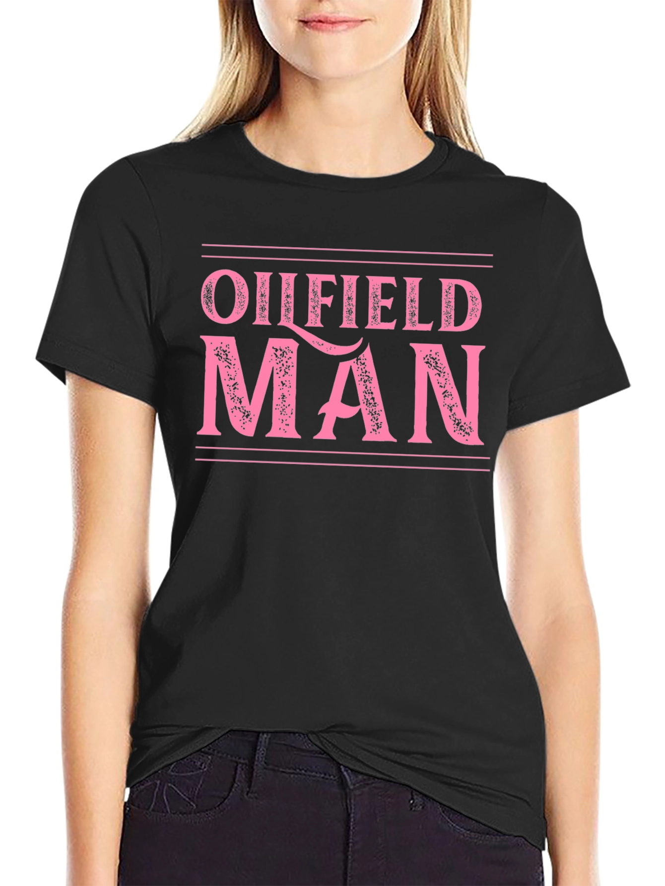Oilfield Man Graphic Tee - Black Cotton T-Shirt