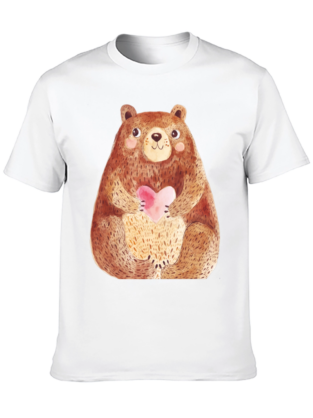 Cute Bear Holding Heart T-Shirt - Soft Style