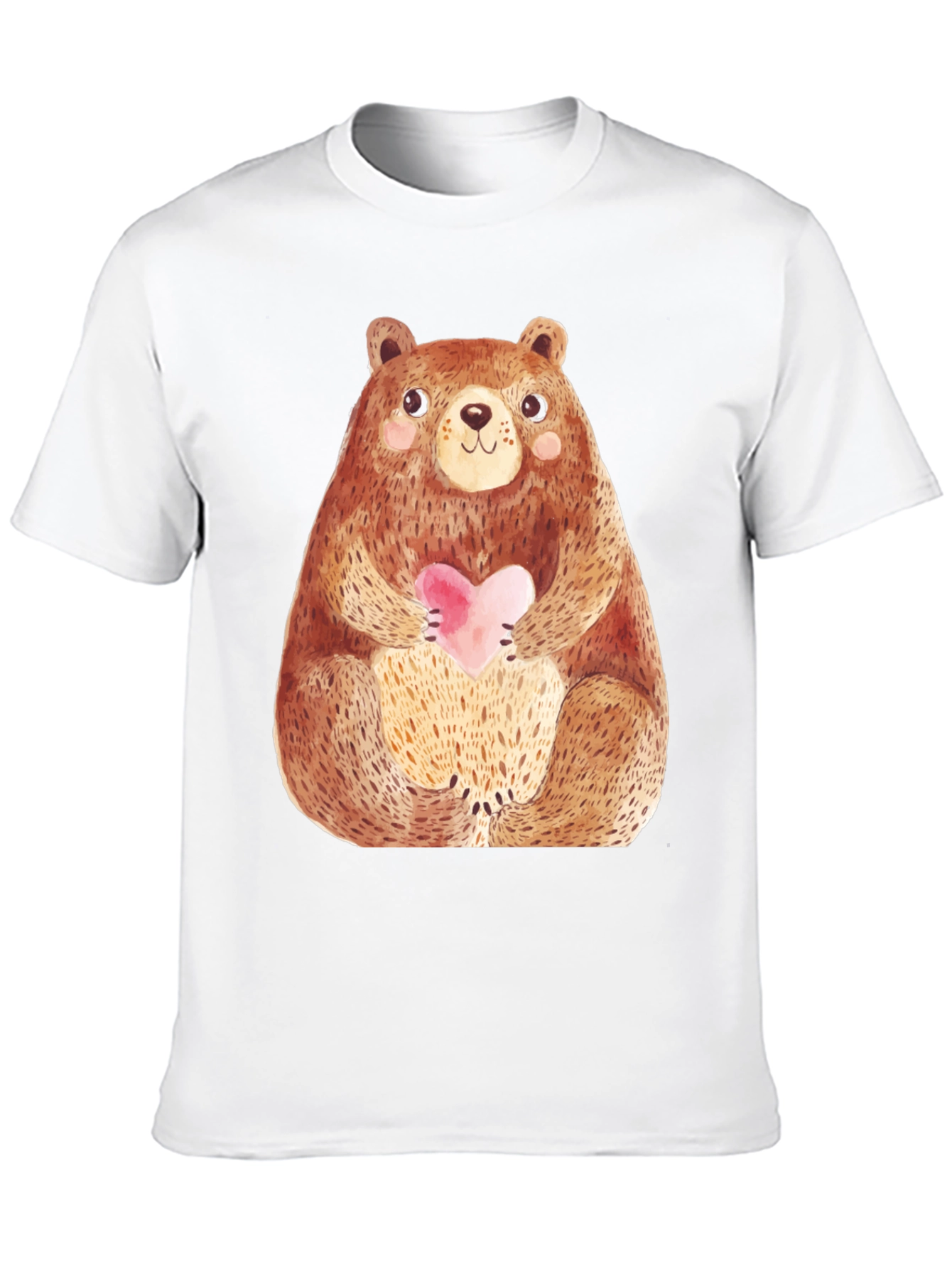 Cute Bear Holding Heart T-Shirt - Soft Style
