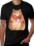 Cute Bear Holding Heart T-Shirt - Soft Style