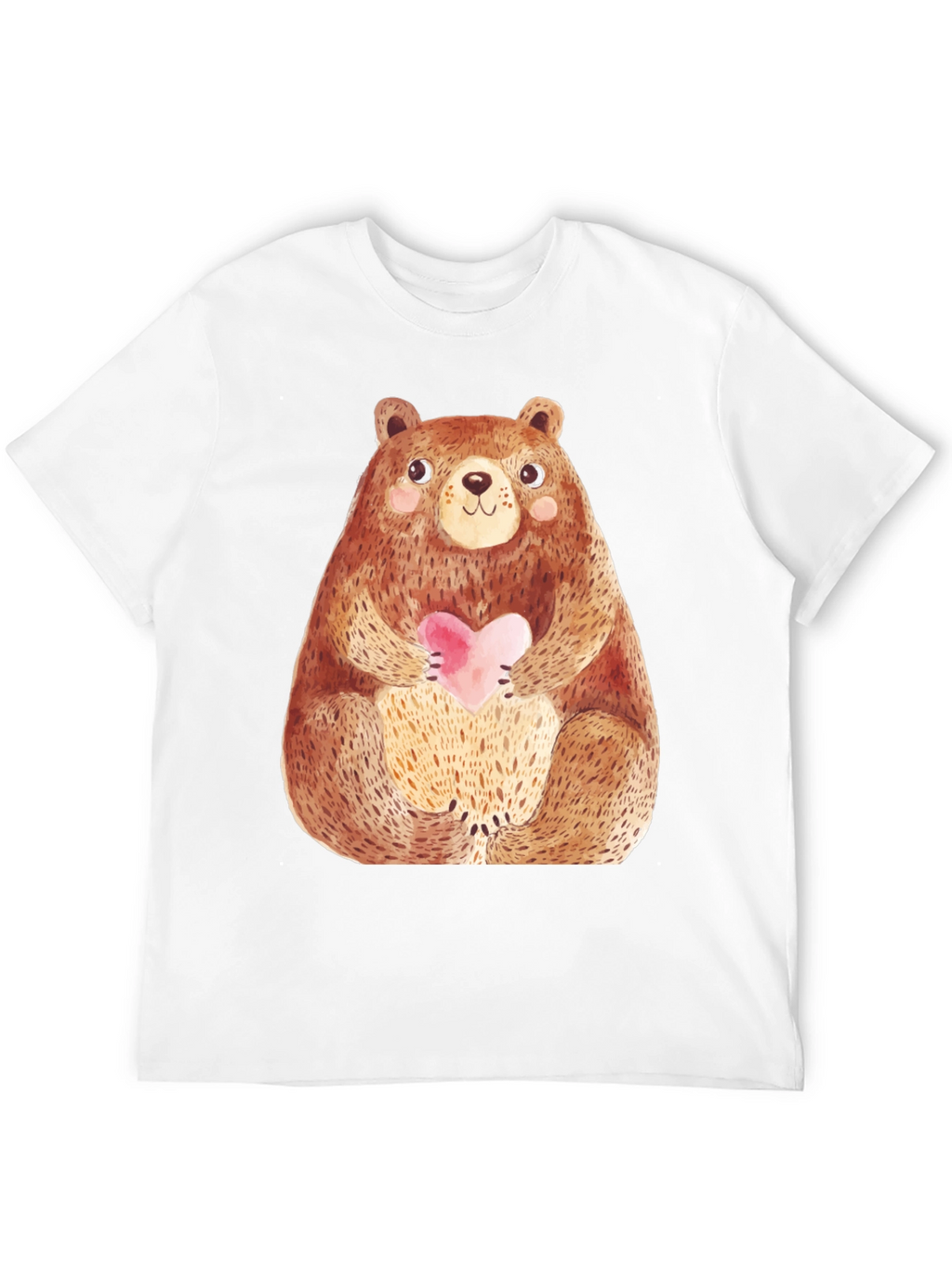 Cute Bear Holding Heart T-Shirt - Soft Style