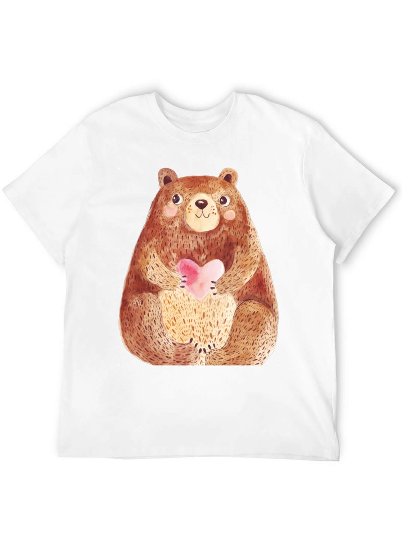 Cute Bear Holding Heart T-Shirt - Soft Style