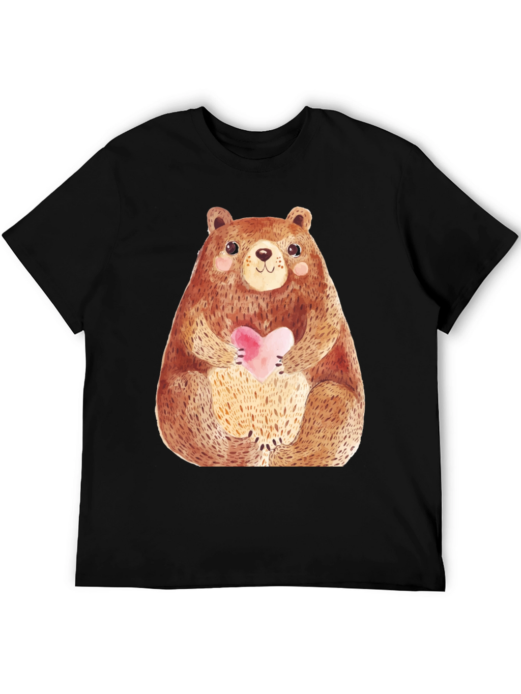 Cute Bear Holding Heart T-Shirt - Soft Style