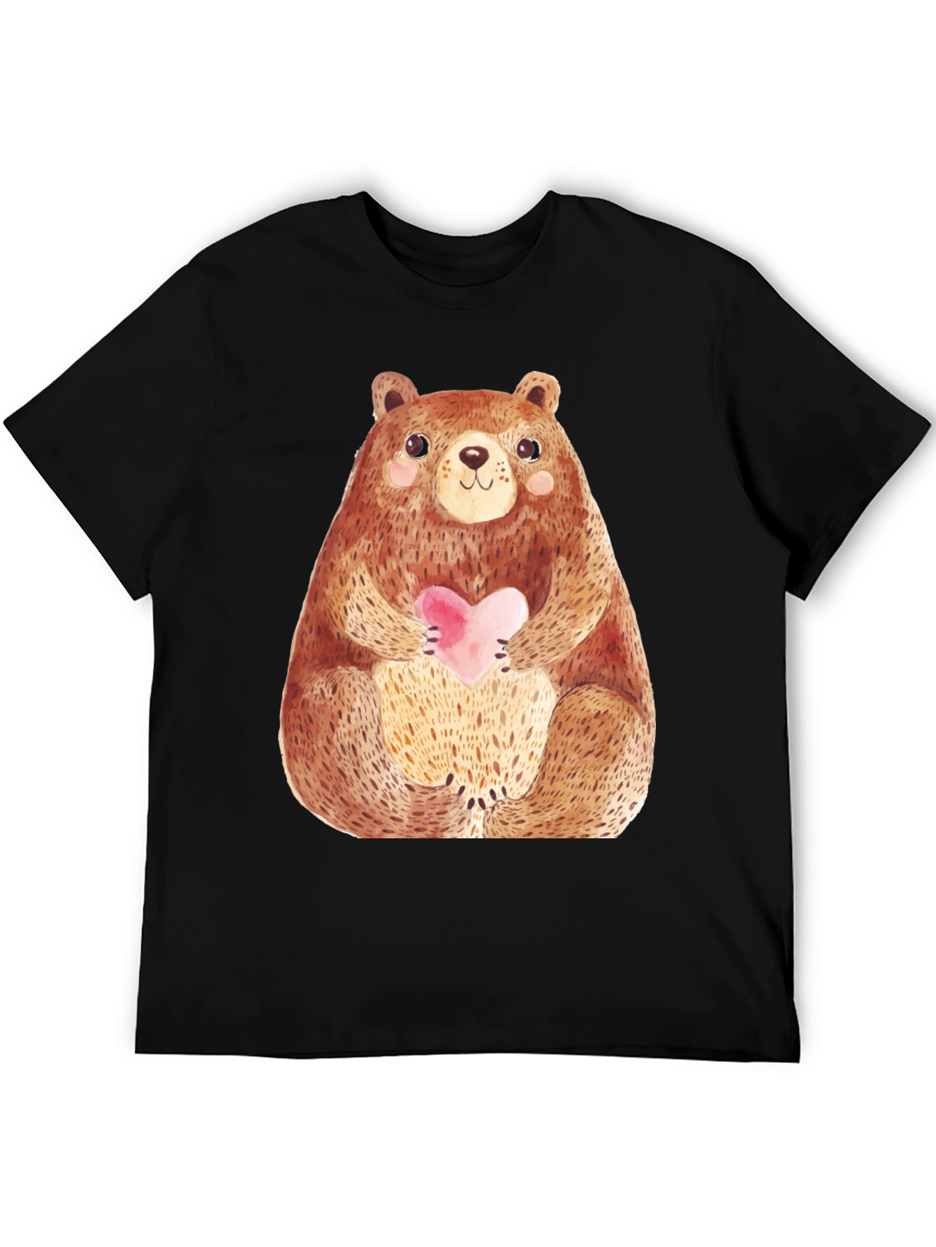 Cute Bear Holding Heart T-Shirt - Soft Style