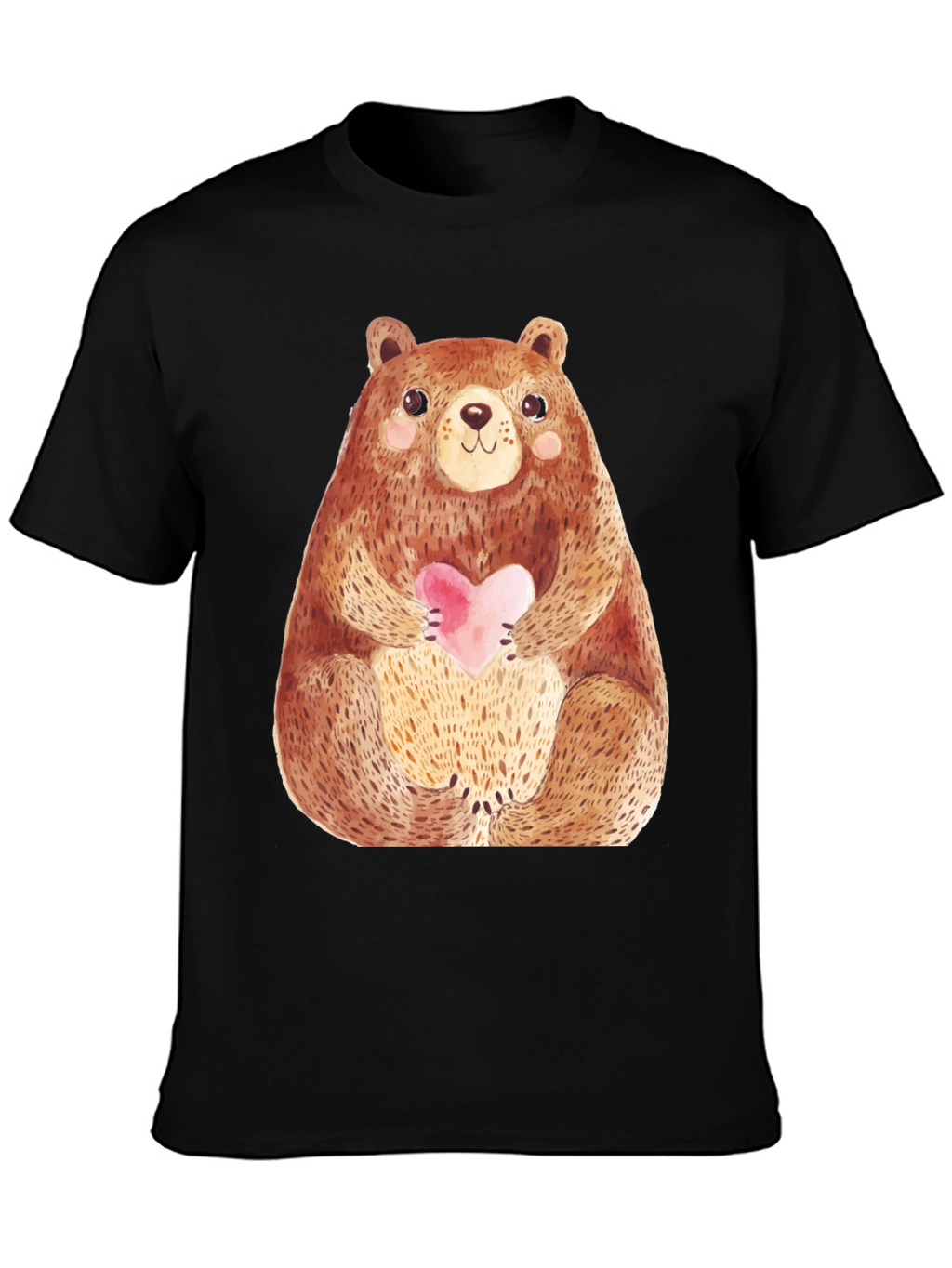 Cute Bear Holding Heart T-Shirt - Soft Style