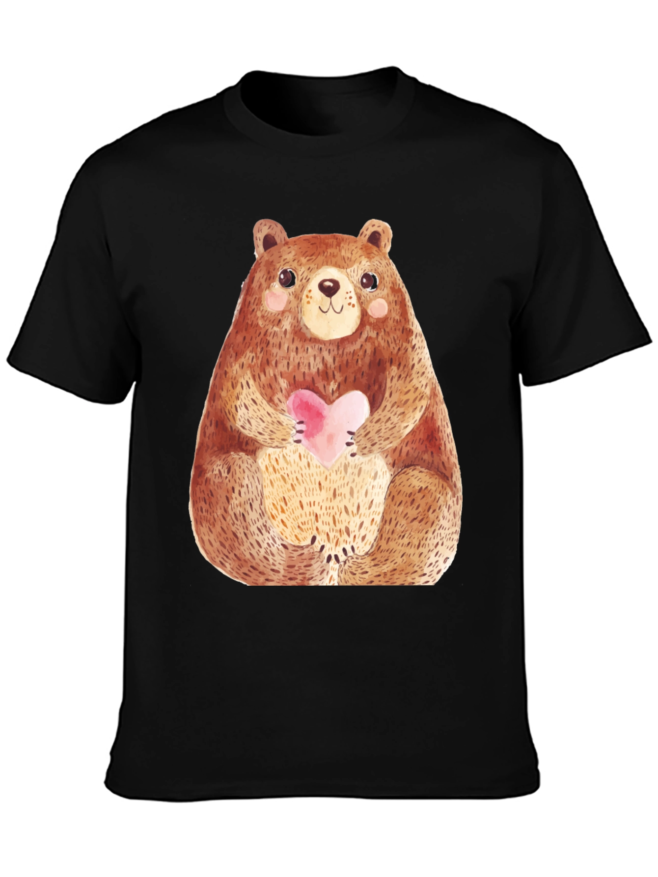 Cute Bear Holding Heart T-Shirt - Soft Style
