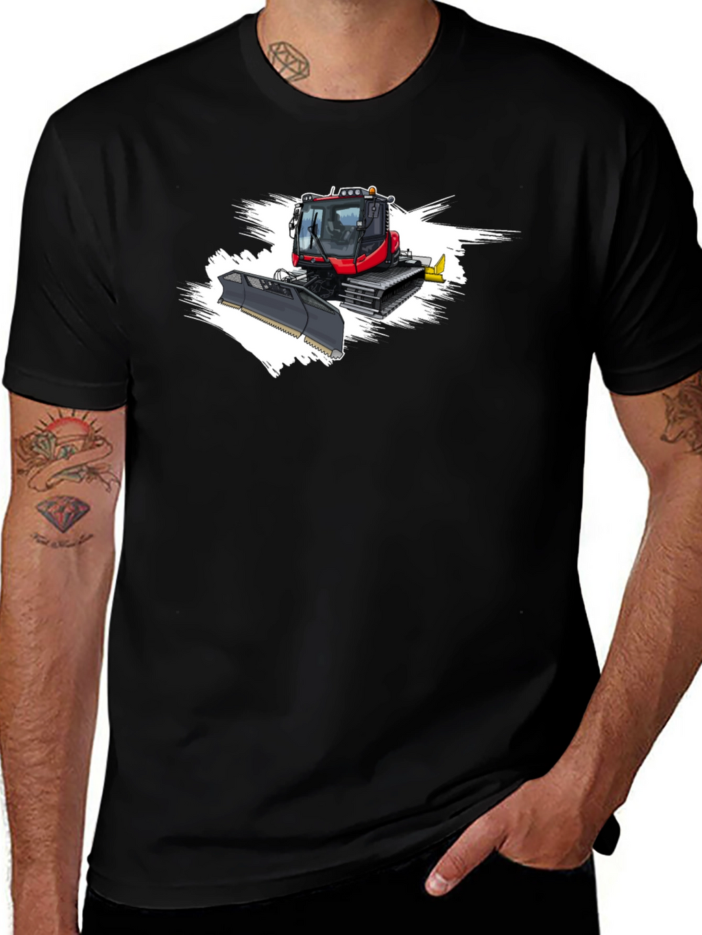 Snow Groomer Graphic Tee - Black Cotton Shirt