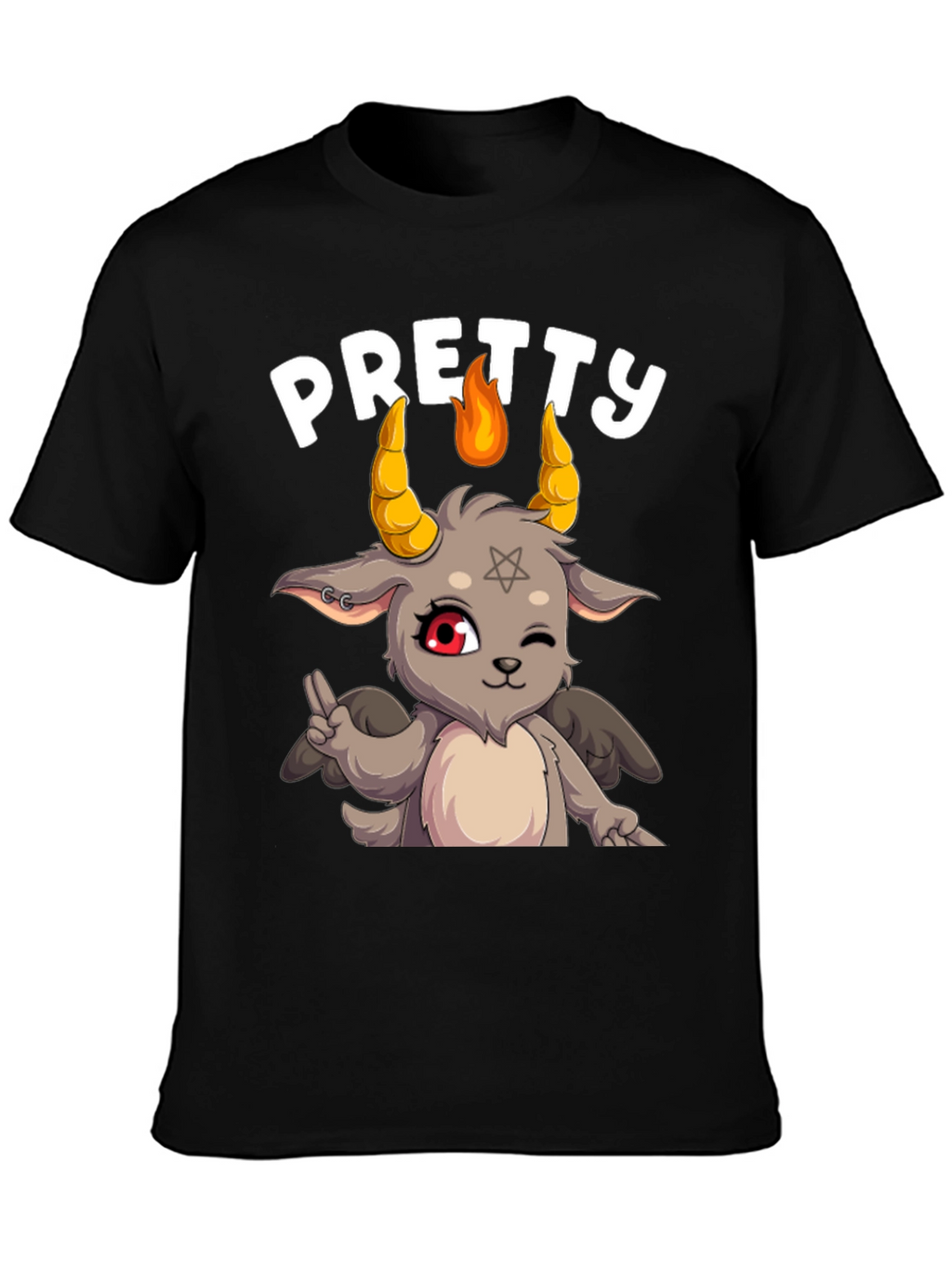 Pretty Baphomet Graphic Tee - Cute Satanic Goat T-Shirt