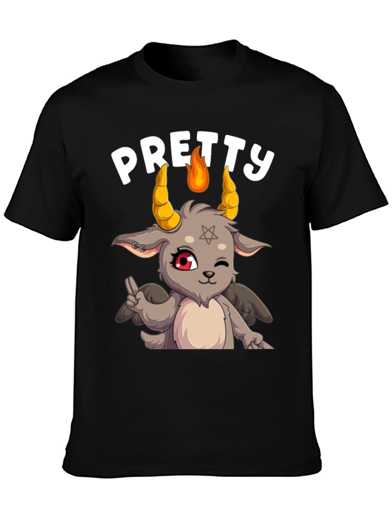 Pretty Baphomet Graphic Tee - Cute Satanic Goat T-Shirt