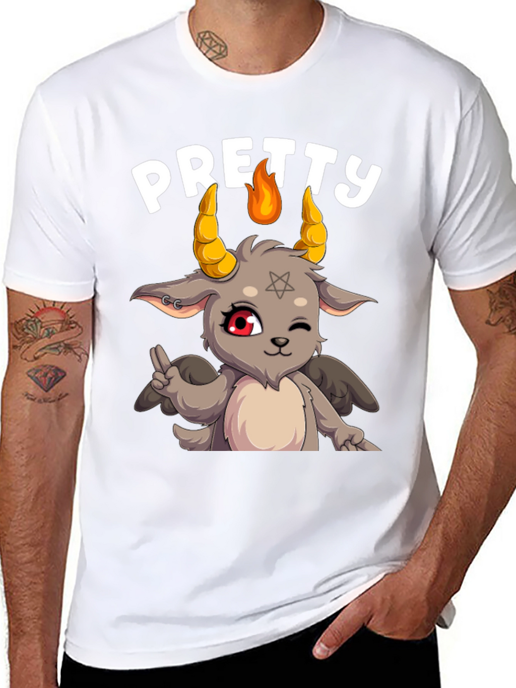 Pretty Baphomet Graphic Tee - Cute Satanic Goat T-Shirt