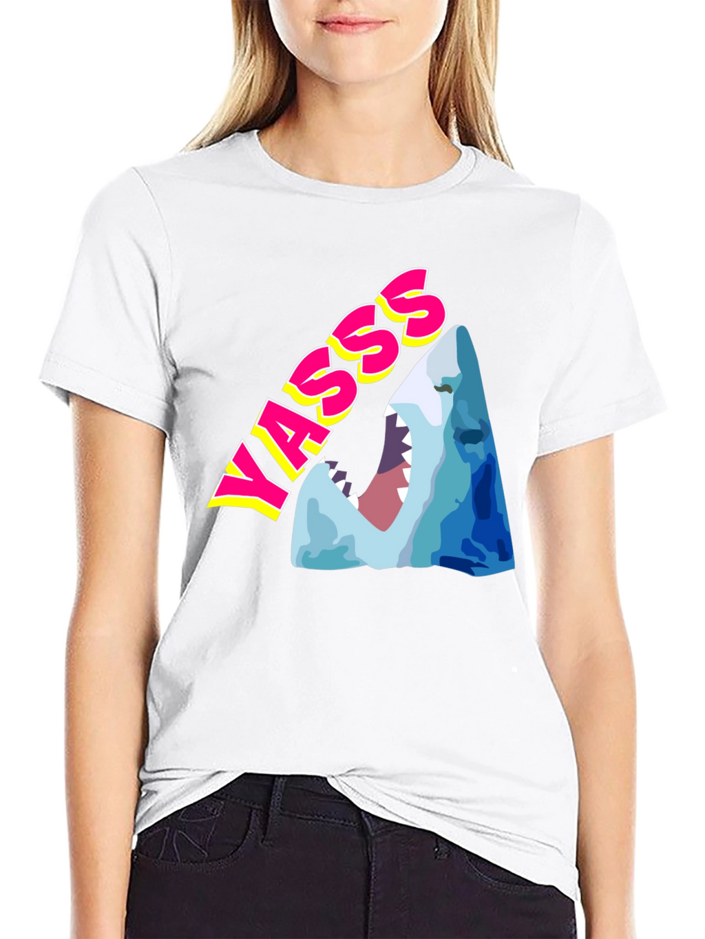 Yasss Shark Graphic Tee - Trendy & Fun