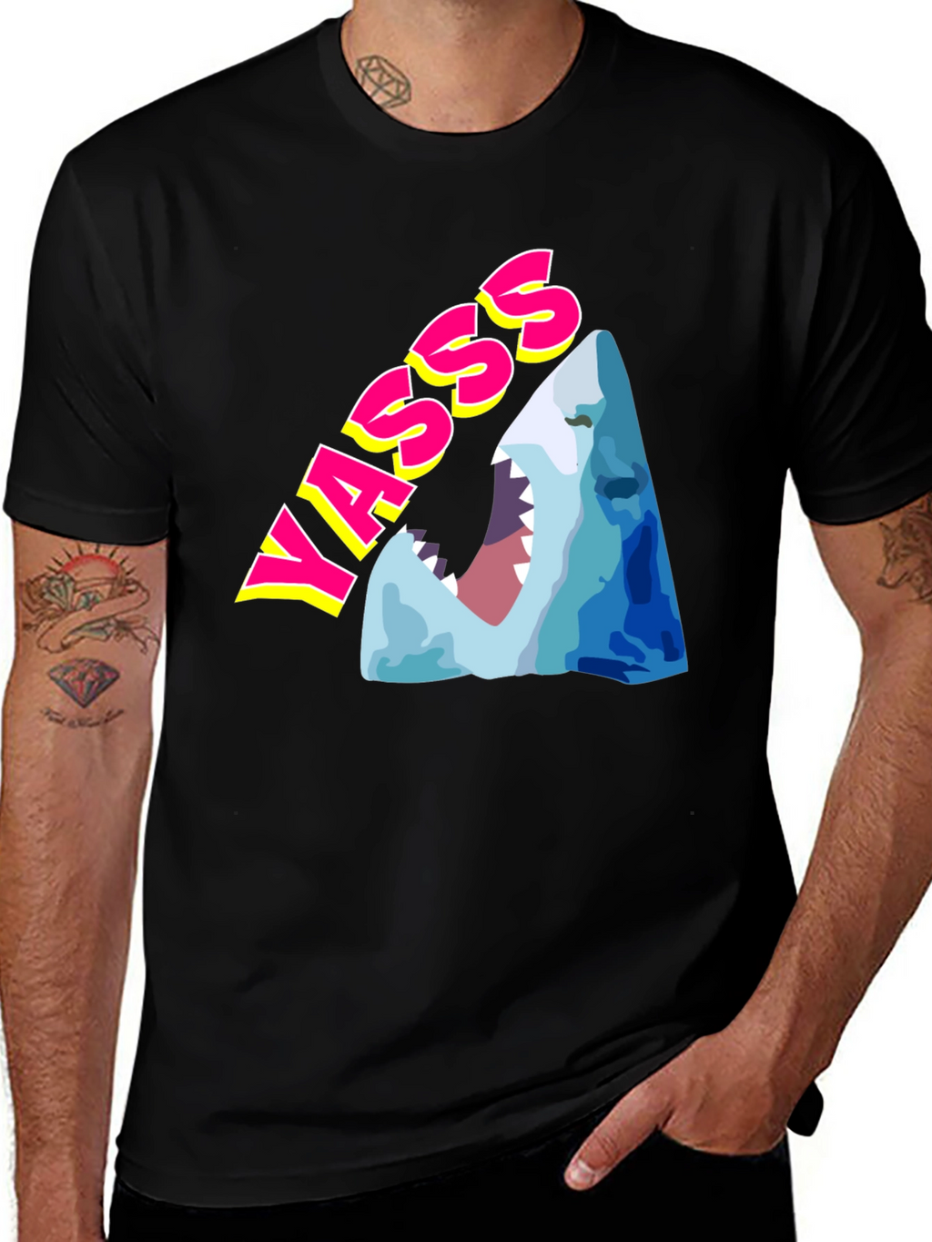 Yasss Shark Graphic Tee - Trendy & Fun