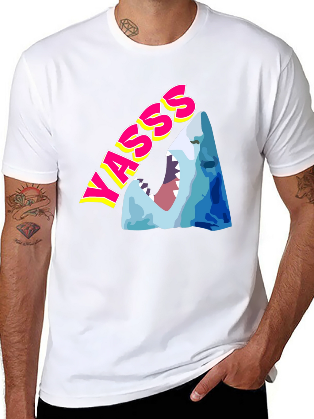Yasss Shark Graphic Tee - Trendy & Fun