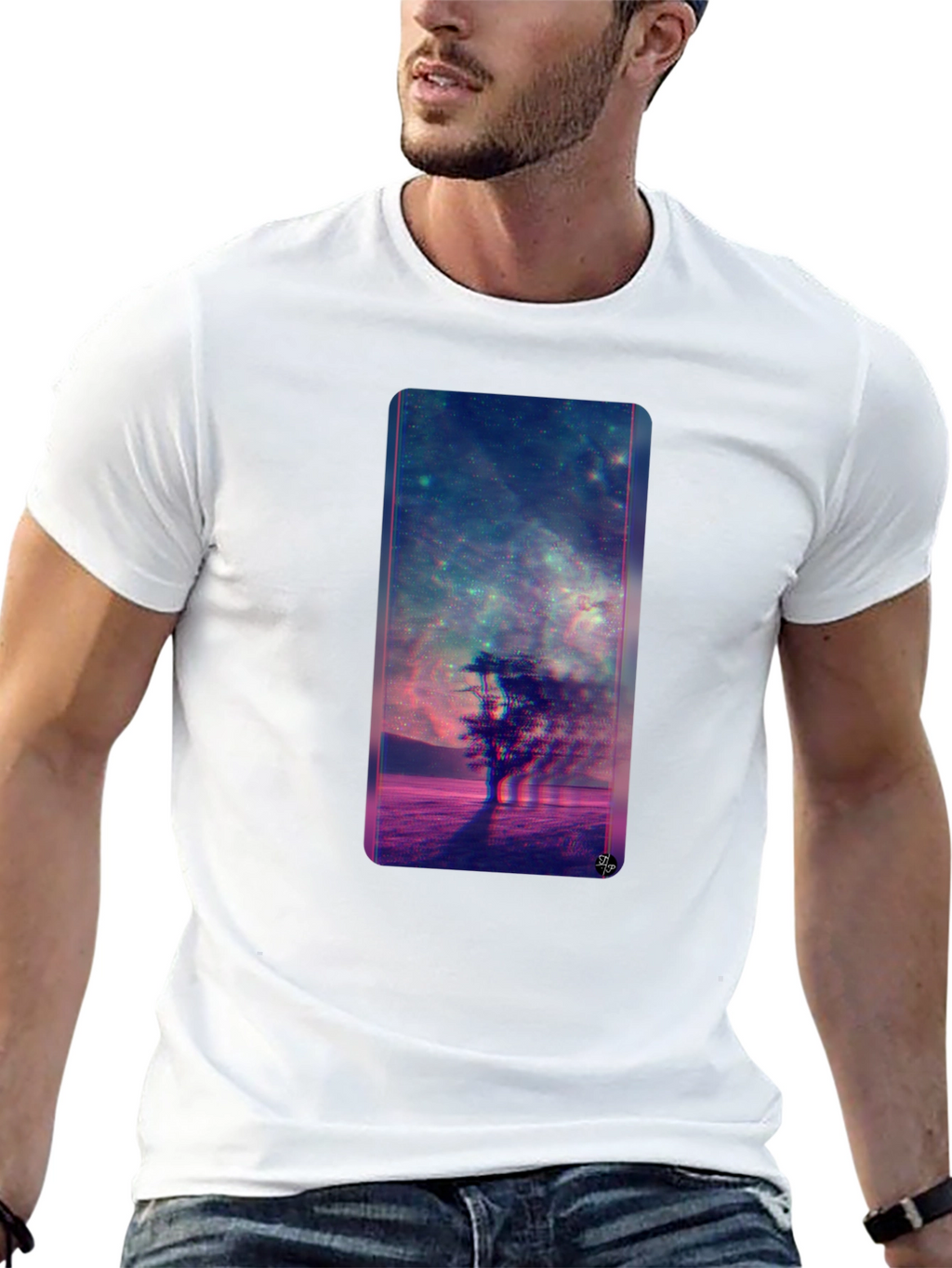 Nebula Tree Graphic Tee - Modern Black T-Shirt