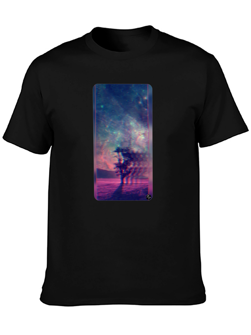 Nebula Tree Graphic Tee - Modern Black T-Shirt