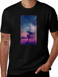 Nebula Tree Graphic Tee - Modern Black T-Shirt