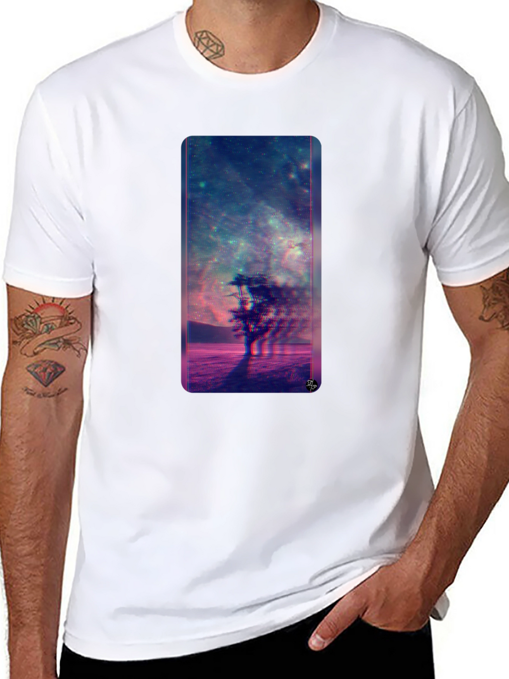 Nebula Tree Graphic Tee - Modern Black T-Shirt