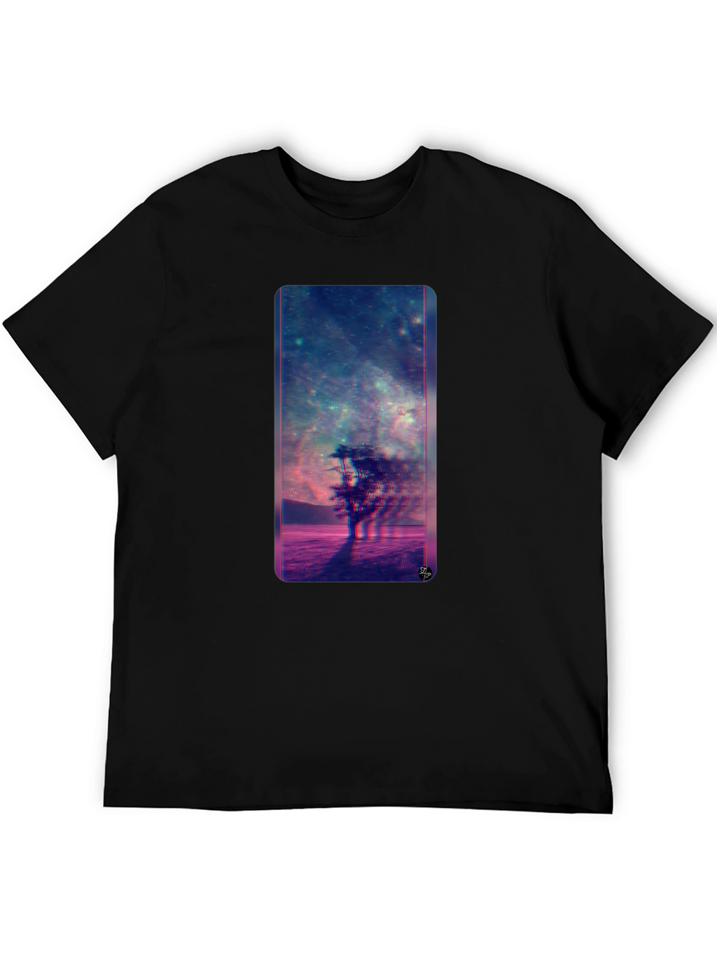 Nebula Tree Graphic Tee - Modern Black T-Shirt