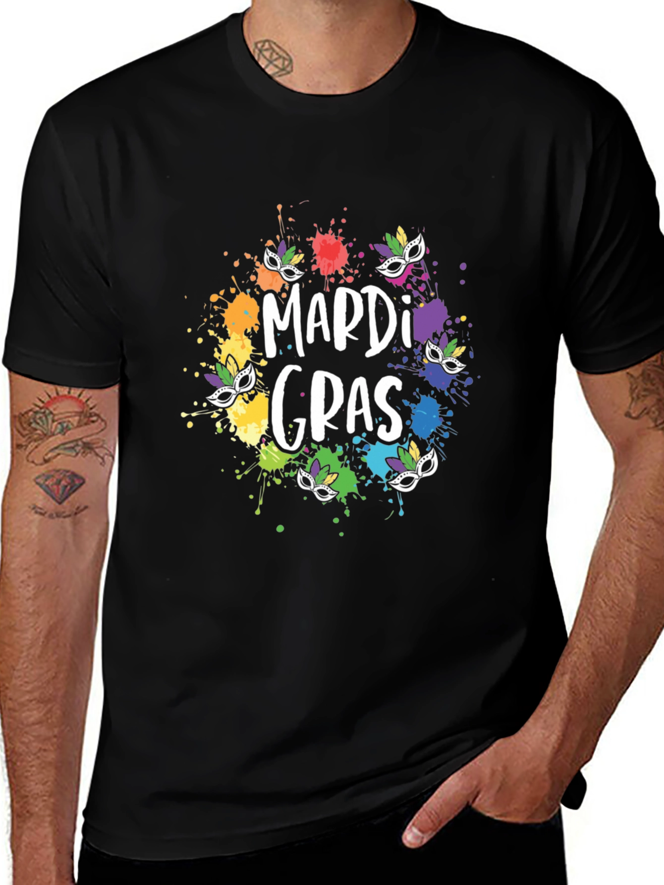 Mardi Gras Colorful Splatter Tee