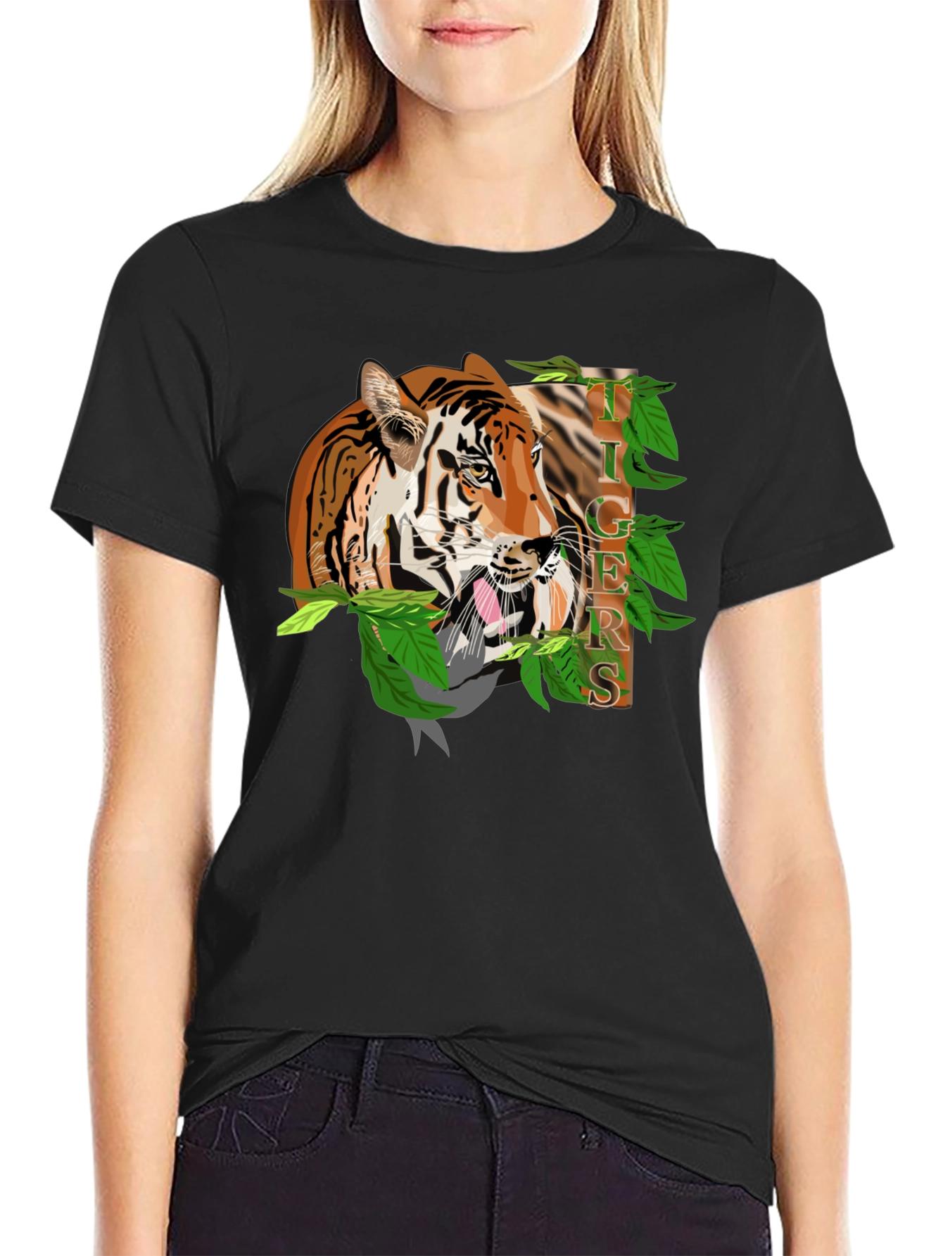 Tiger Graphic Black T-Shirt - Bold Animal Print Tee