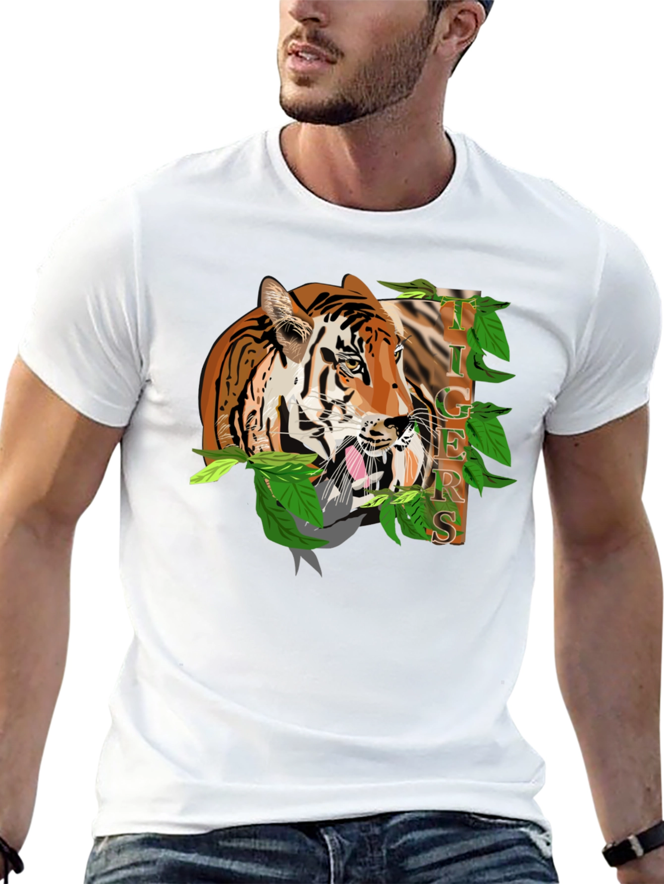 Tiger Graphic Black T-Shirt - Bold Animal Print Tee