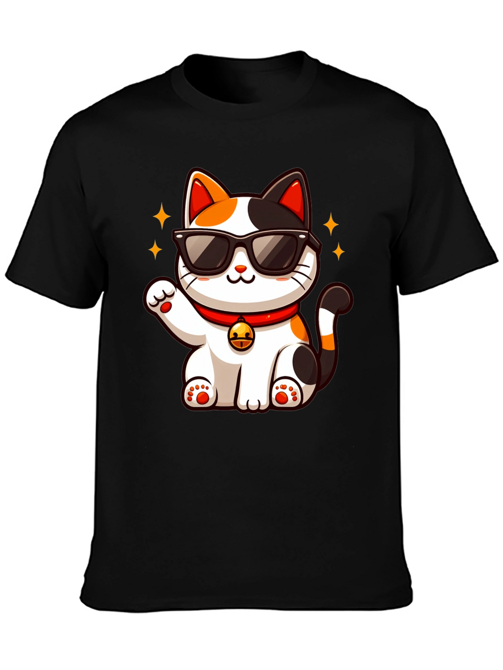 Cool Cat T-Shirt: Lucky Maneki Neko in Shades