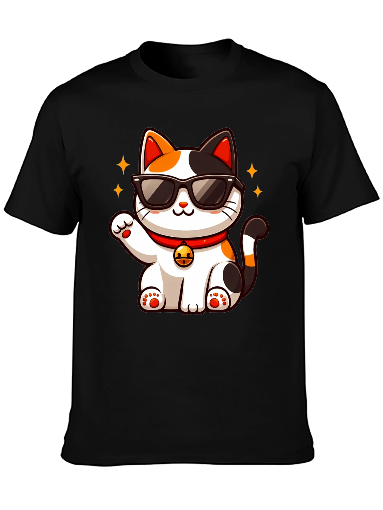 Cool Cat T-Shirt: Lucky Maneki Neko in Shades