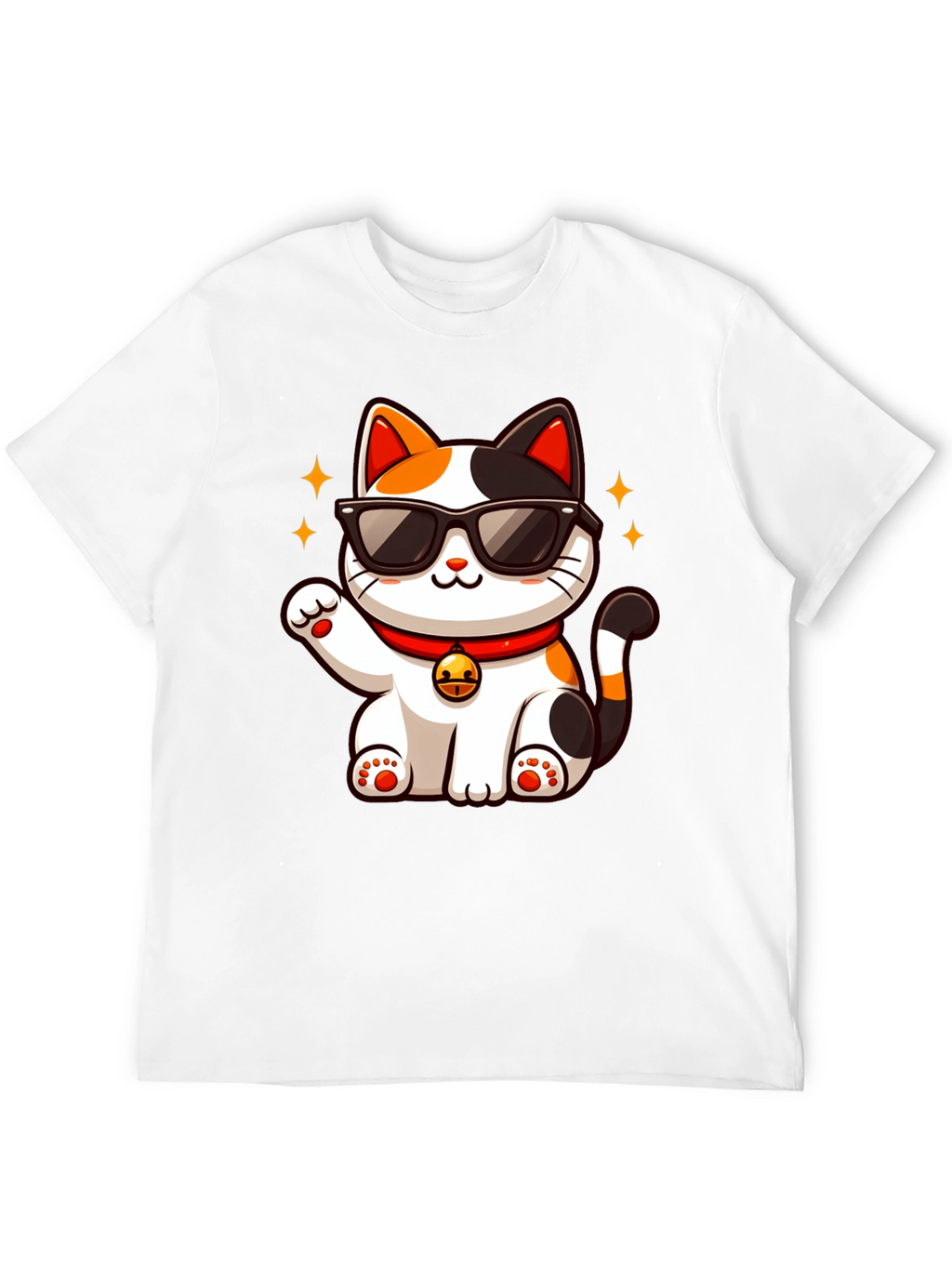 Cool Cat T-Shirt: Lucky Maneki Neko in Shades