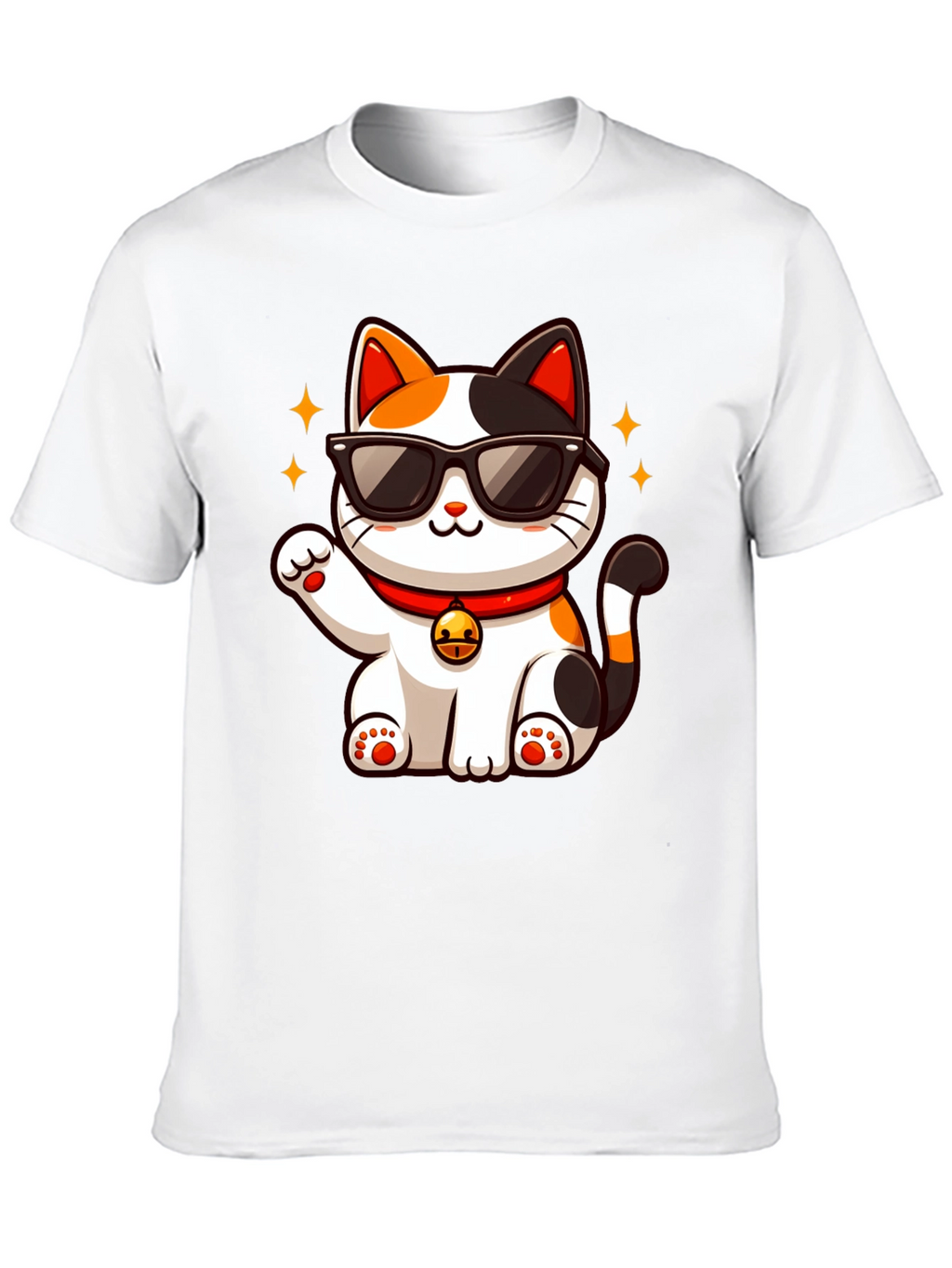 Cool Cat T-Shirt: Lucky Maneki Neko in Shades