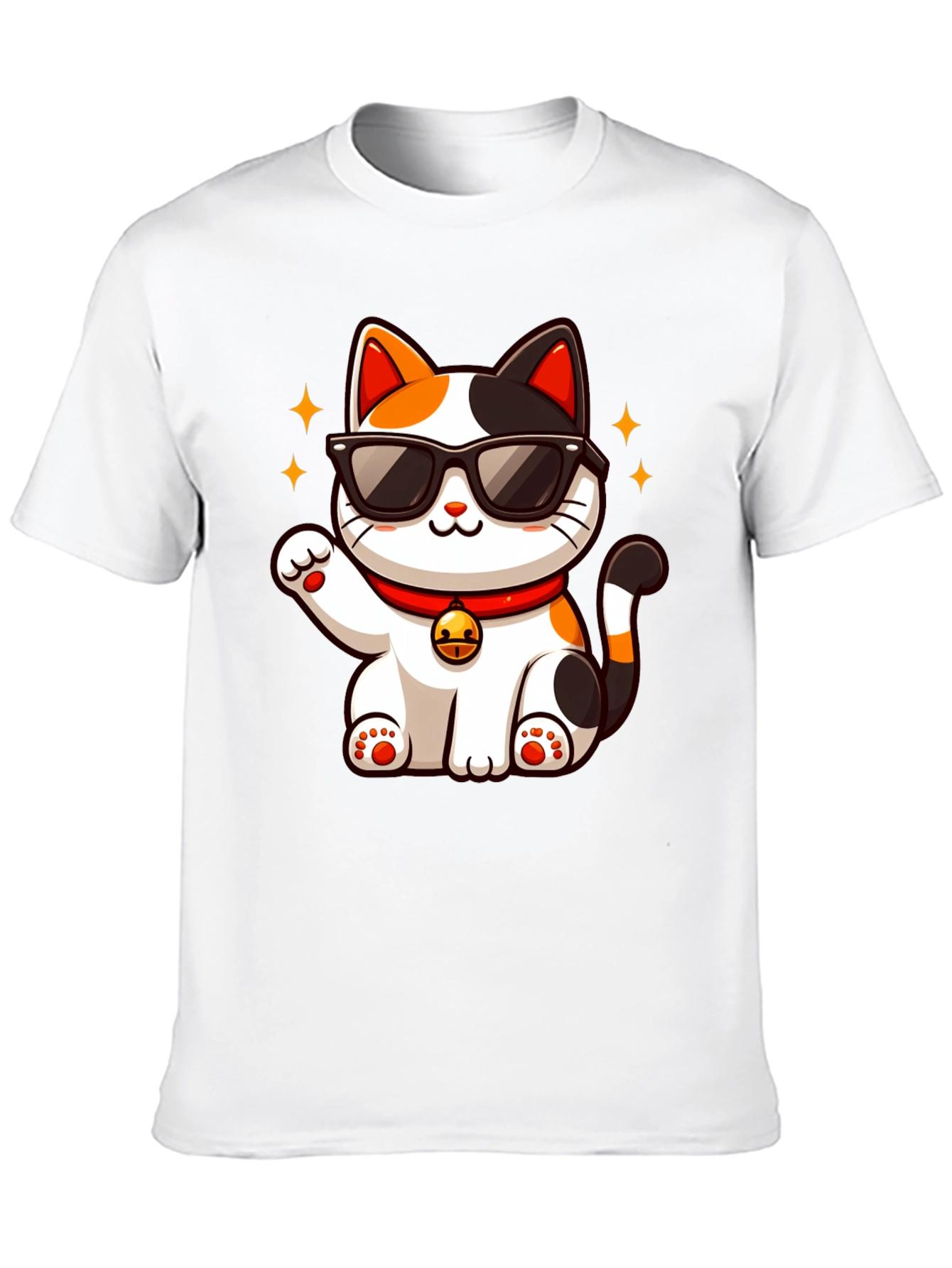 Cool Cat T-Shirt: Lucky Maneki Neko in Shades