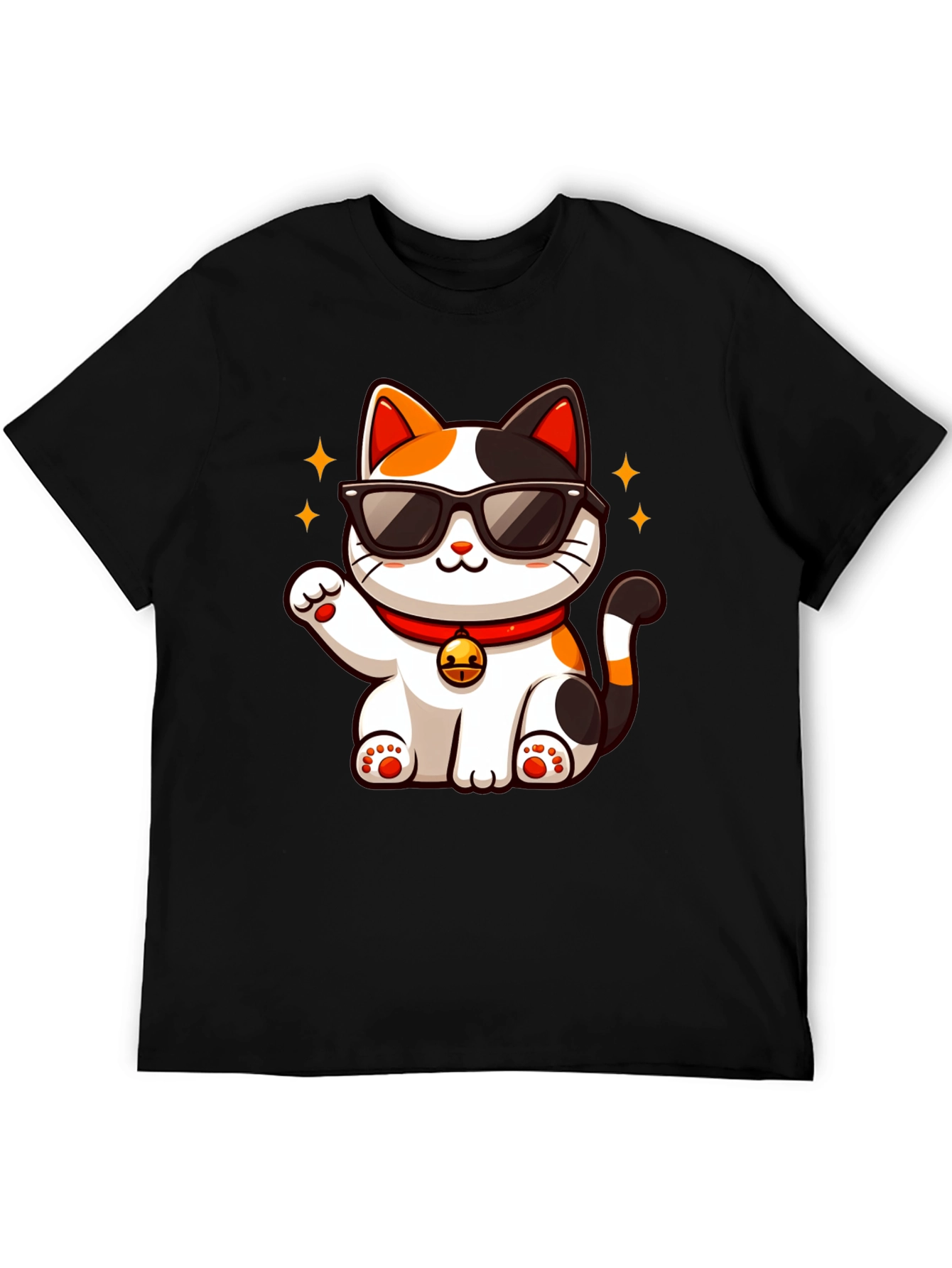 Cool Cat T-Shirt: Lucky Maneki Neko in Shades