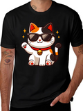 Cool Cat T-Shirt: Lucky Maneki Neko in Shades