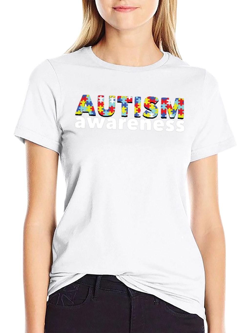 Autism Awareness Puzzle Piece T-Shirt - Black