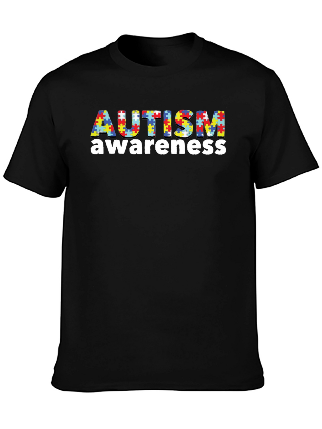 Autism Awareness Puzzle Piece T-Shirt - Black