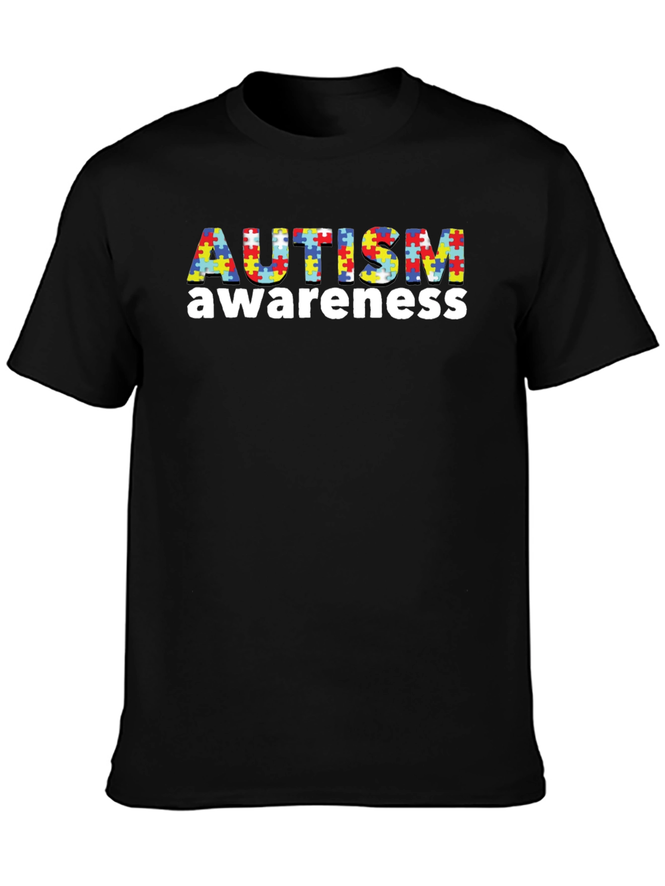 Autism Awareness Puzzle Piece T-Shirt - Black