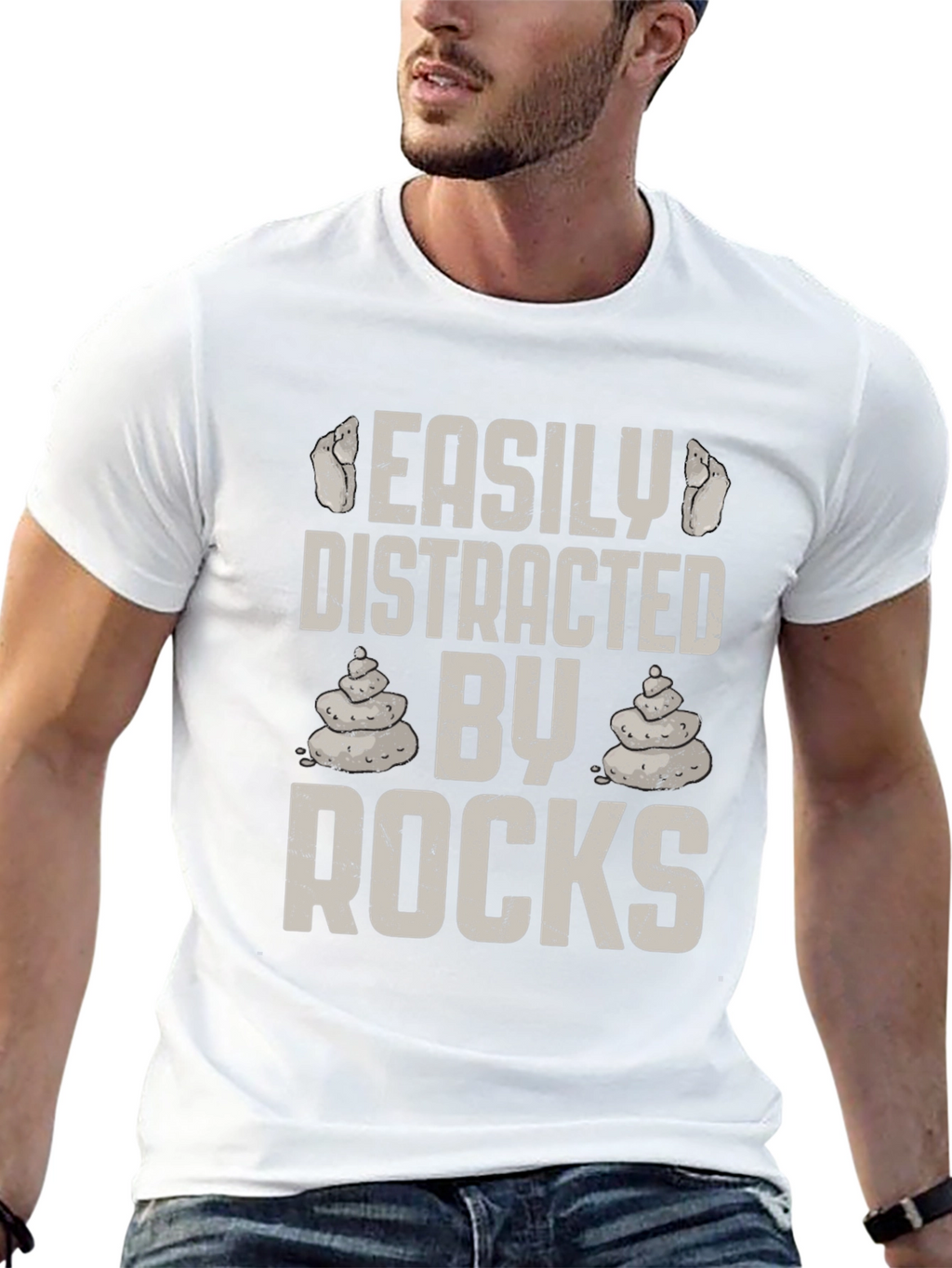 Easily Distracted By Rocks Mens Graphic T-Shirt